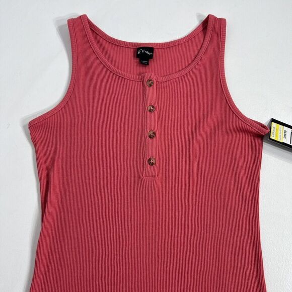 Art Class Bodycon Dress Girls Lg 10/12 Pink Ribbed Henley Sleeveless Slits NEW - Picture 2 of 9